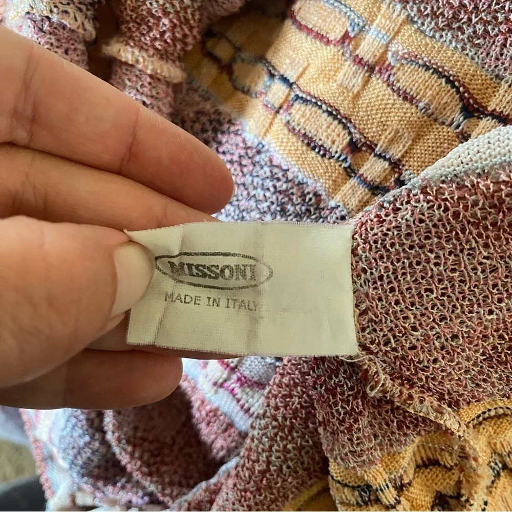 Missoni Made In Italy Knit Cardigan Sweater Button Down Tight Multicolor: